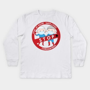 Stop coronavirus - seniors 1 Kids Long Sleeve T-Shirt